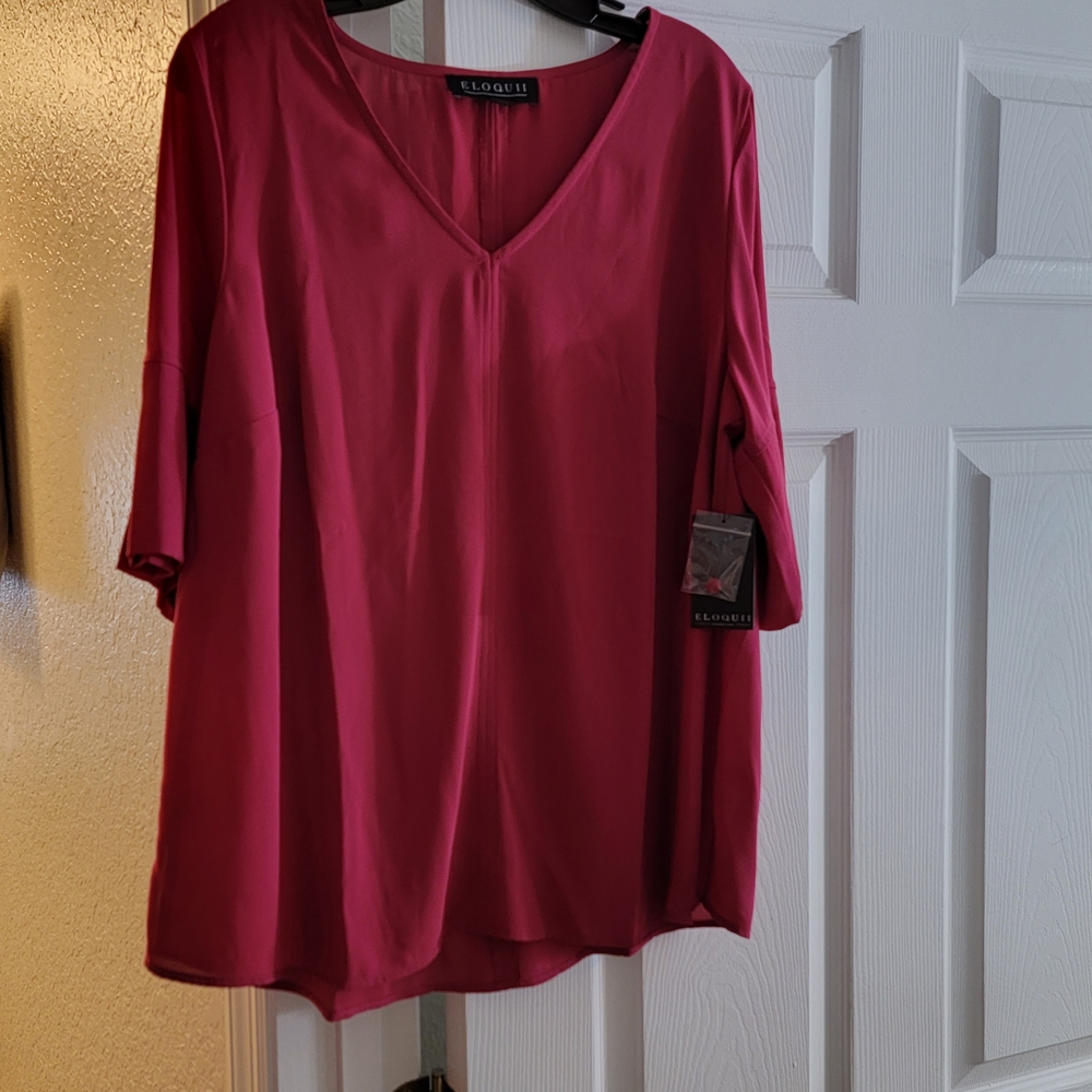 Eloquii Pink V-Neck Top
